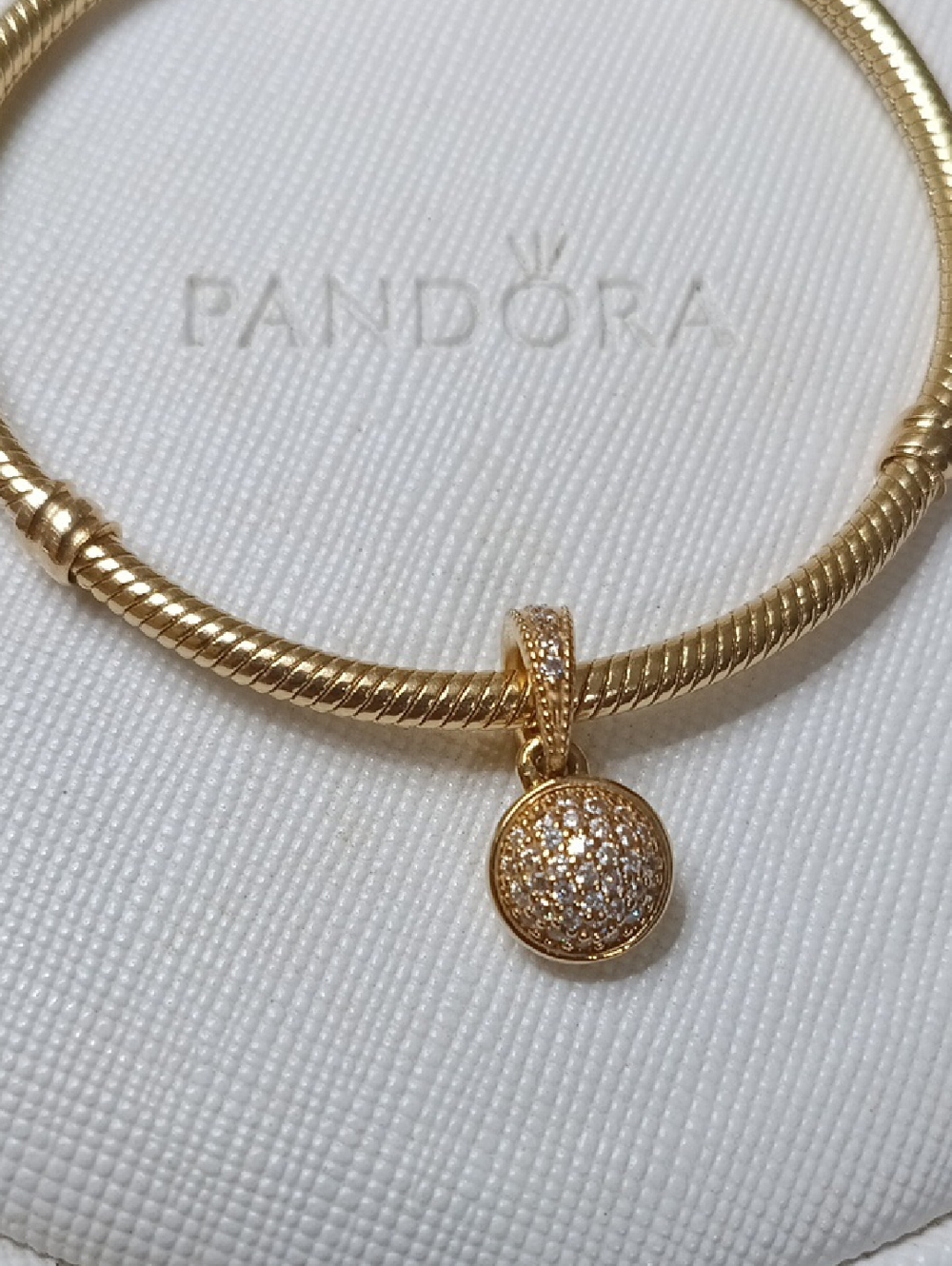 Pandora 14k Solid Gold & CZ Dazzling Droplets Pendant/Charm (Only)